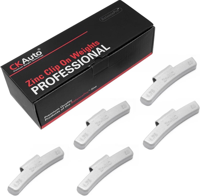 CKAuto MC Style Zinc Clip on Wheel Weights, 1.75oz, Coated, 25 Pcs/Box for Aluminum Rims - Image 1